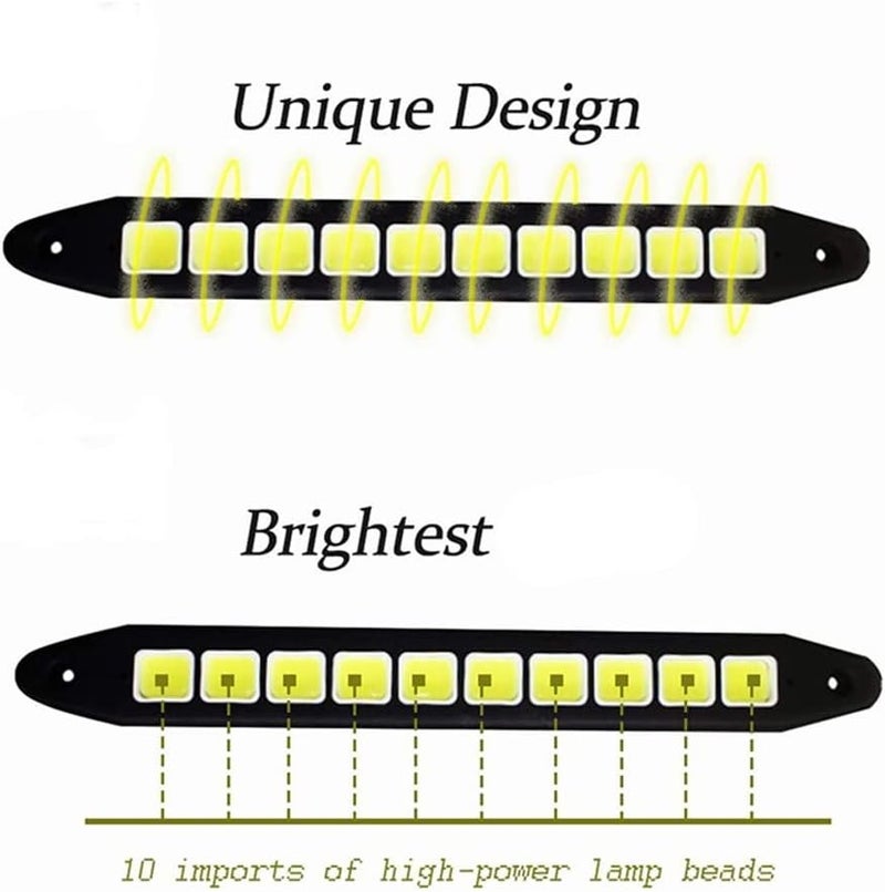 YSY 2Pcs Flexible Car LED Daytime Running Light Strip High Power COB DRL Fog Lights Driving Lamp Waterproof White 12V (Style 1) - Image 4